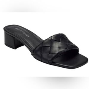 Marc Fisher Black Woven Block Heel Sandals